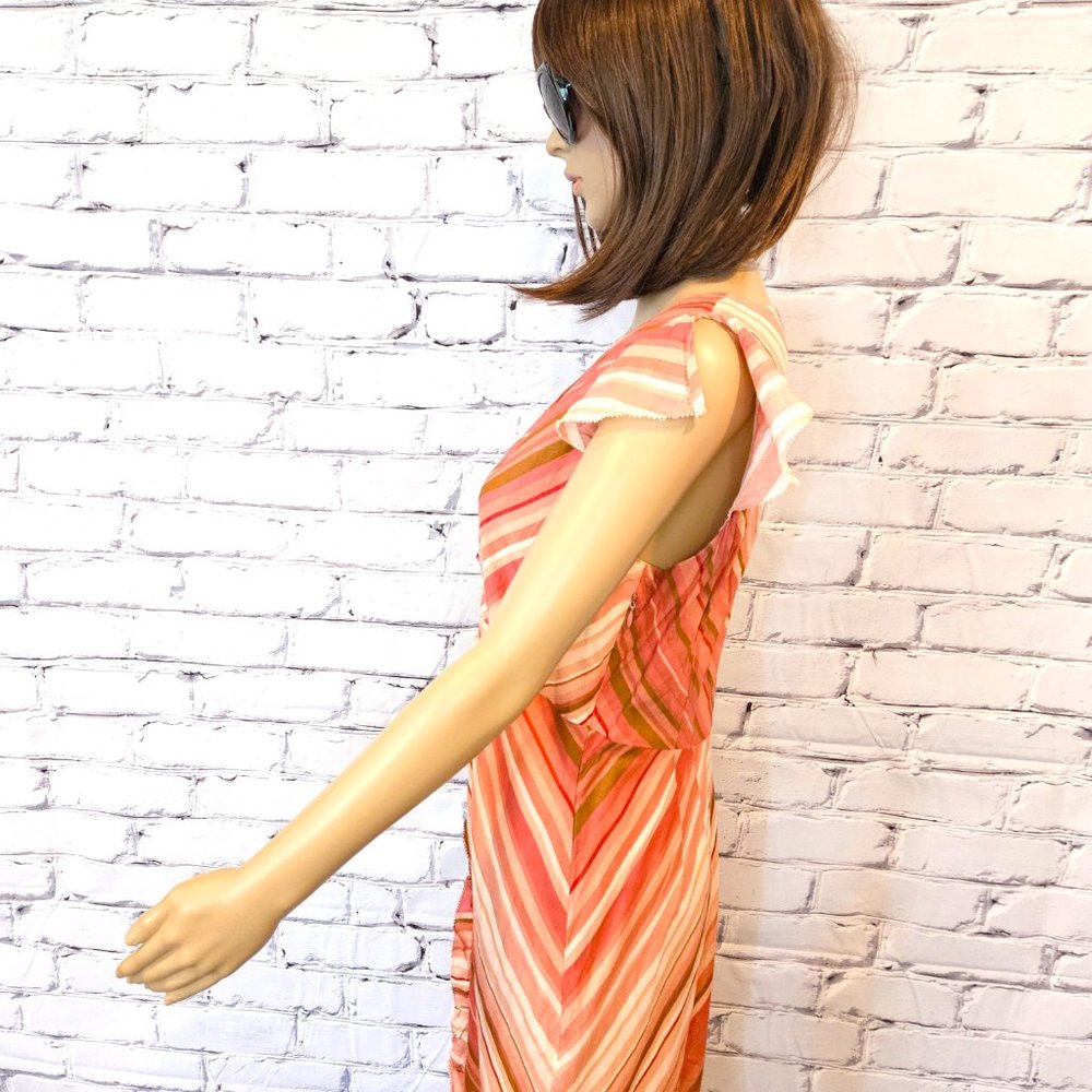 (3 for $30) J.CREW - Boho 100% cotton pink/peach striped dress - Picture 10 of 14